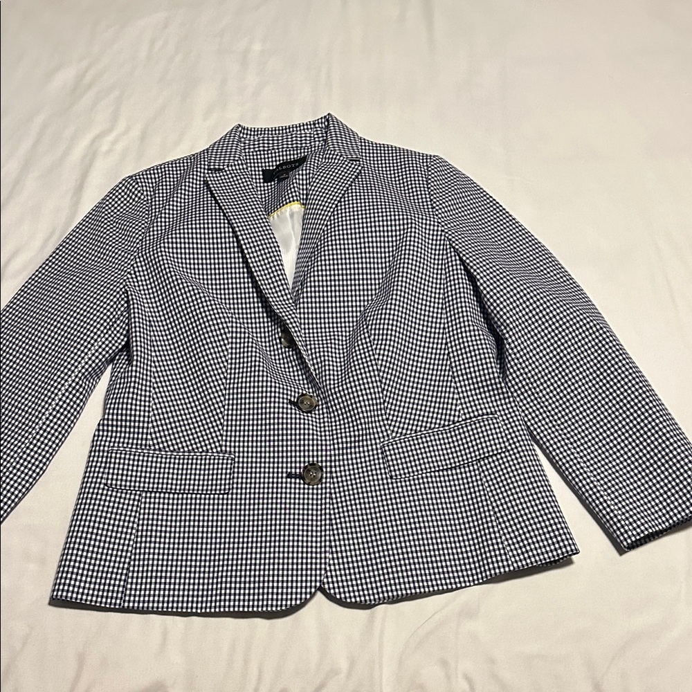 Talbots Blue Gingham Blazer blue and white check